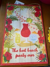 The best beach party ever Wood Sign Beach Flowers Wall Door Island Decoration