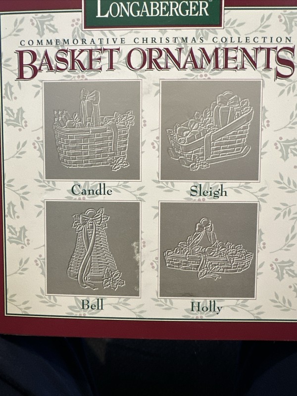 Longaberger Pewter Basket Ornaments Commemorative Christmas Collection 1994 Box