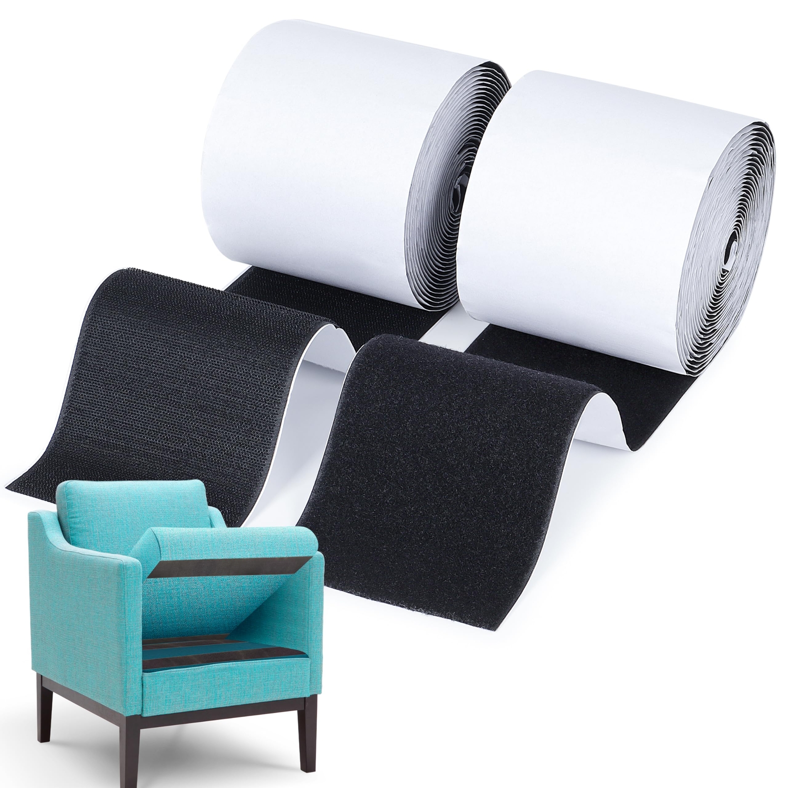Adhesive Strips Heavy for Couch Cushions: Duty Hook and Loop Tape 4 Inch x 18...