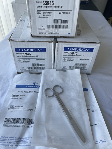 Centurion 65945 Scissors , Sterile sharp/ blunt scissors, 5.5”, 20/ box,(3 boxes - Picture 4 of 6