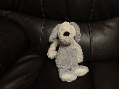 Jellycat Bashful Chaucer Puppy Dog Gray Off White Medium 12