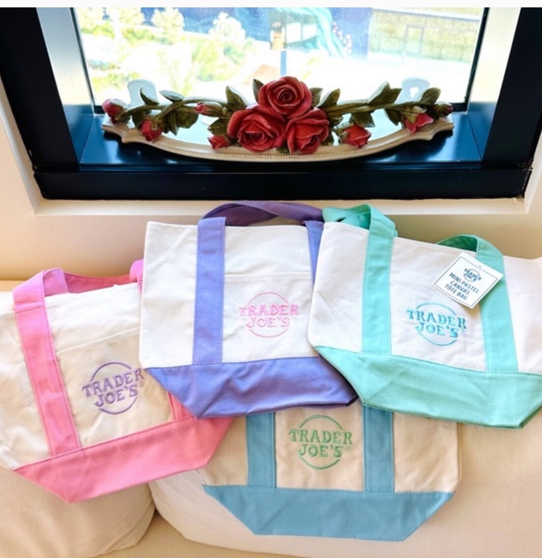 Trader Joes Mini Tote Bag Set Of 4 Spring 2025 All Colors NWT