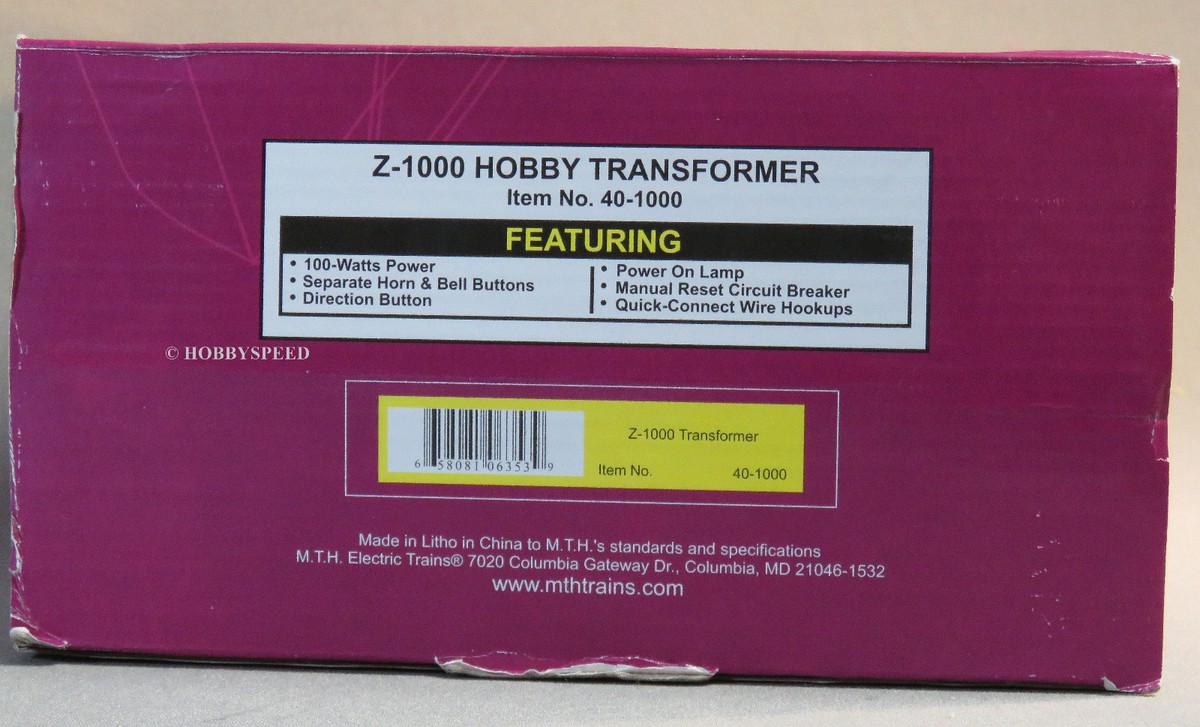 Trasformatore MTH Z-1000 AC Power Pack | Controller Per Treni Scala O | Nuovo Senza Scatola