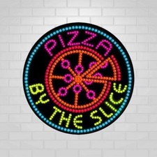 LED Pizza By Slice Sign for Retail Displays  Light Up Sign  26"H x 26"W