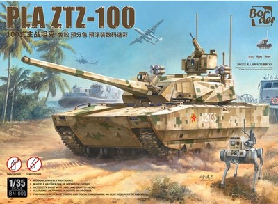 Border BN-001 1/35 PLA ZTZ-100 MBT w/ZRY222 Unmanned Vehicle & ''Robot Wolves''