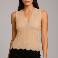 Vintage Y2K 90s Sheer Silk Lace Blouse Top Size 4 Carlisle