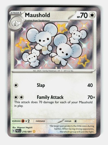 Maushold 210/091 Shiny Rare Paldean Fates Pokemon Holo Near Mint