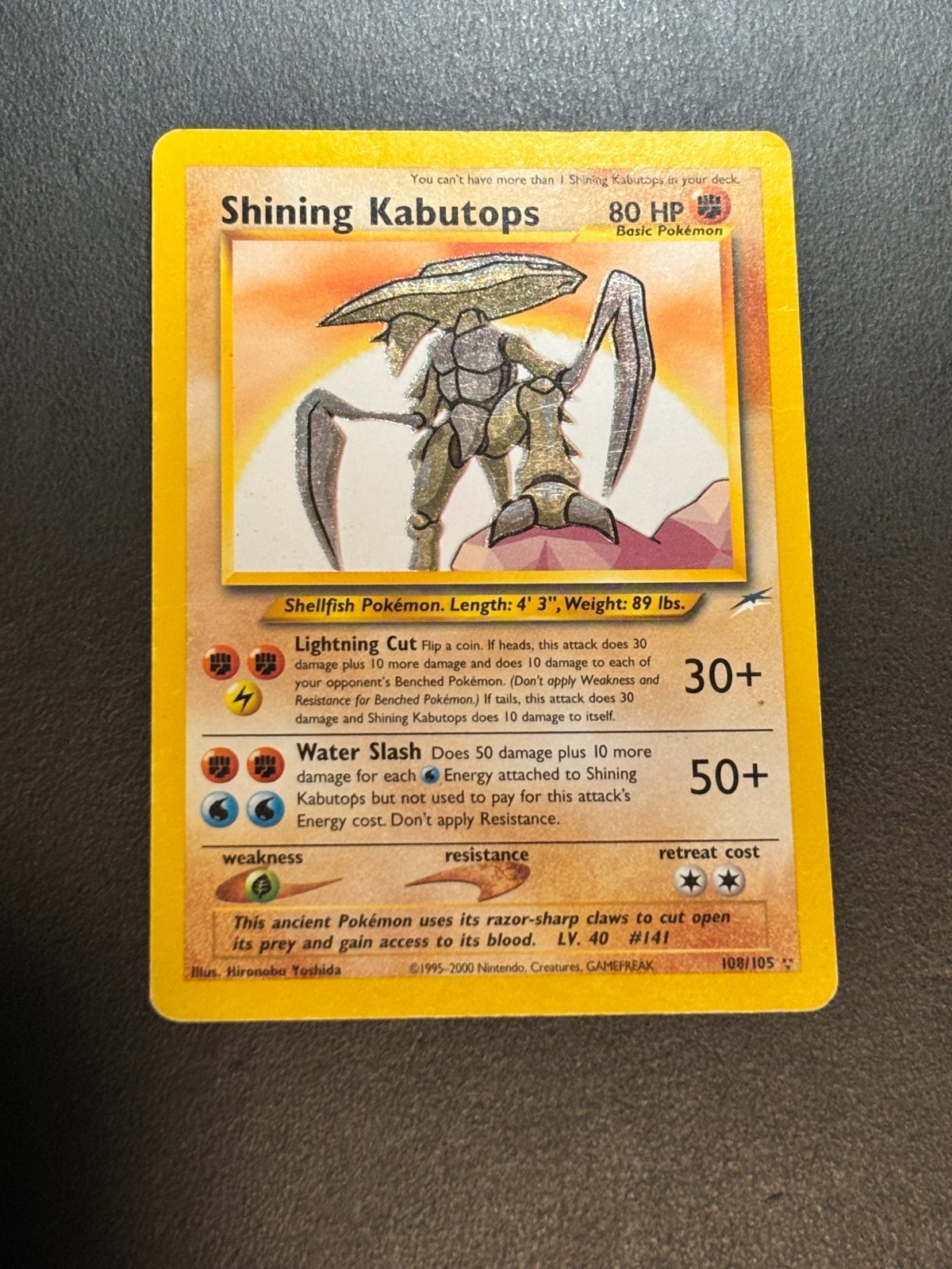 Shining Kabutops 108/105 Pokemon Neo Destiny Holo Vintage