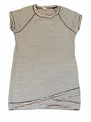 IDEOLOGY Women's Large Off Duty Short Sleeve Sweatshirt Dress Grey/White Striped