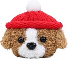 Plush Case Cover for Beats Solo Buds Cute Brown White Dog Red Hat Sleeves