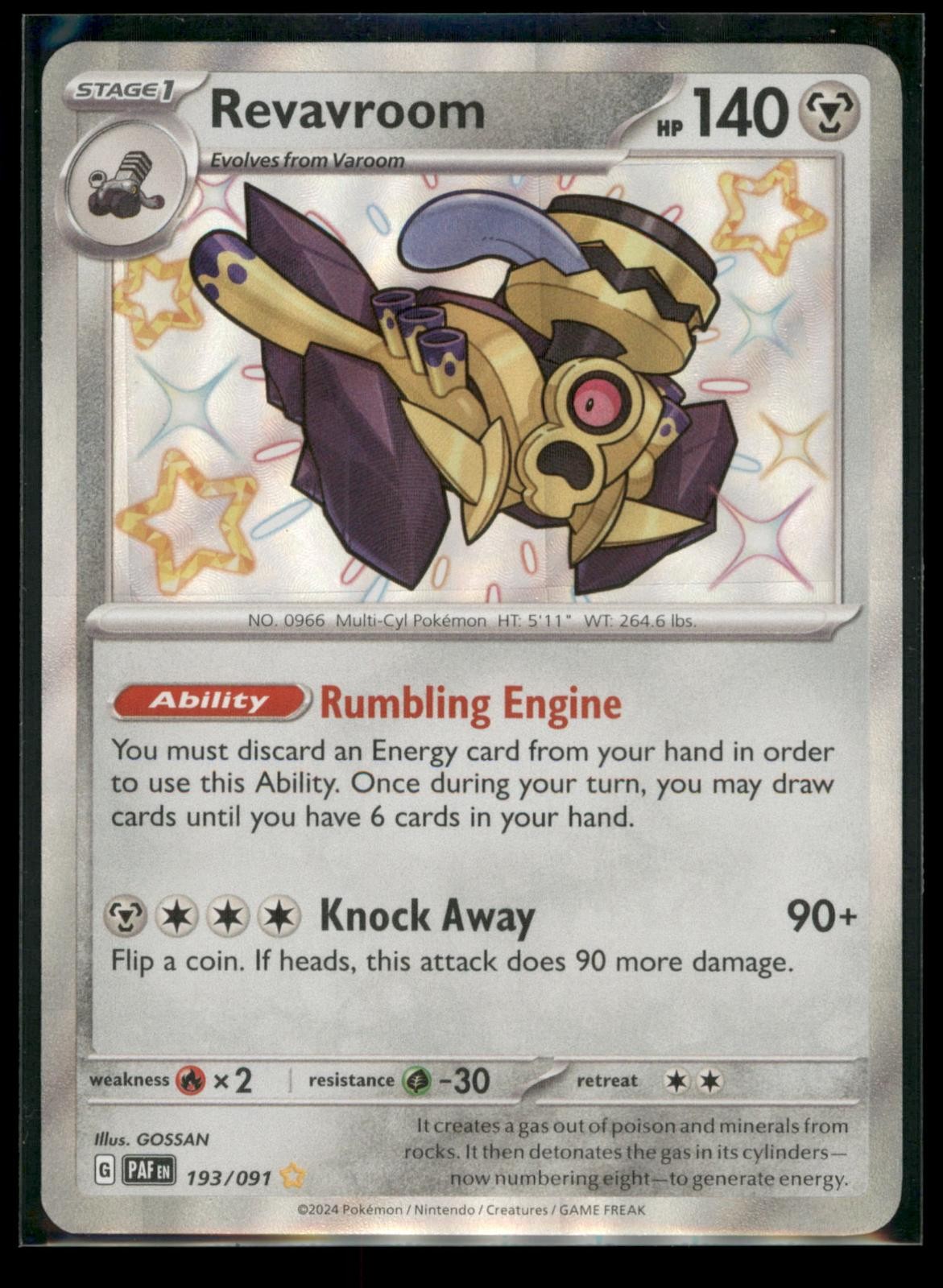 Revavroom 193/091 Shiny Rare Paldean Fates Pokemon Holo Near Mint
