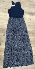 LOFT Outlet Blue Sleeveless Racerback Textured Floral Maxi Dress Size Small NWT