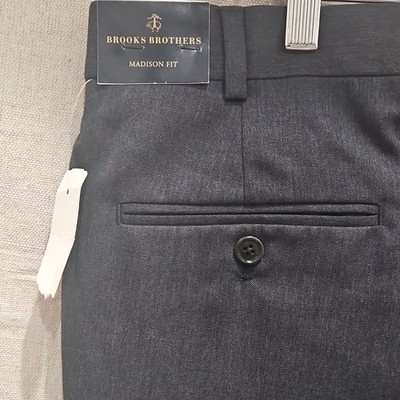 Brooks Brothers Madison Fit Men's Gray Wool Pleated Cuffed Dress Pants Size 40