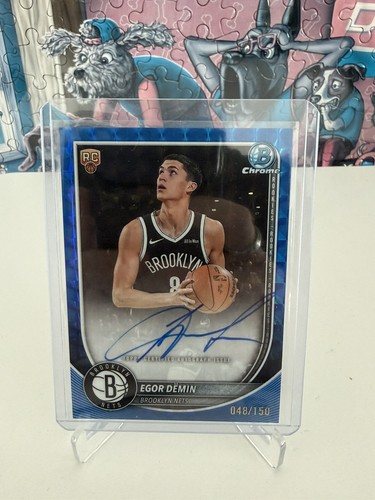 2025-26 Topps Bowman Chrome Egor Demin Blue Geometric Rookie RC Auto /150 Nets