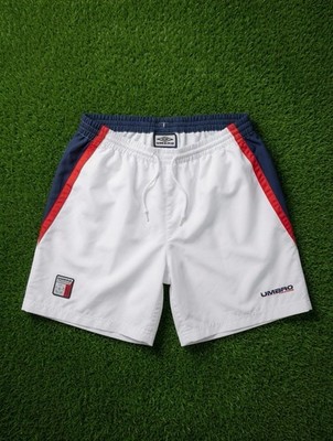 Rare Vintage White Umbro Football Training Active/Swim Shorts New Size Large