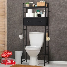 Black Over The Toilet Storage Cabinet, Over Toilet Bathroom Organizer Freesta...