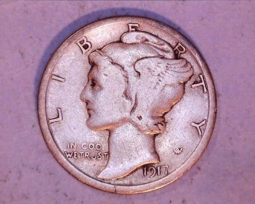 1917-S MERCURY DIME  FINE ** 1126-6