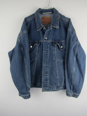 Levi's handbemalte Jeansjacke Herren XL Mo Salah Liverpool Custom Trucker blau