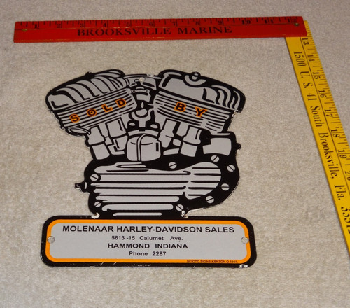 VINTAGE 1941 HARLEY DAVIDSON MOTORCYCLE SALES PORCELAIN METAL GASOLINE OIL SIGN!