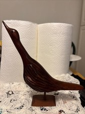 Vintage Hand Carved Folk Art Wooden Wood water Bird figurine glass eyes