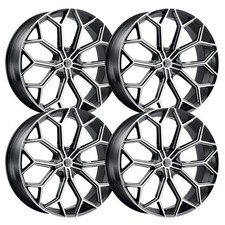Set-4 2crave N42 26x10 6x120 15mm Black Pinstripe Wheels Rims 26 Inch
