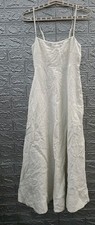 New Madewell 100% Linen Sleeveless Striped Emoire Waist Midi Dress White Size XS