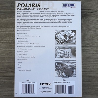 2003-2007 Polaris Predator 500 Quad ATV CLYMER REPAIR MANUAL M367
