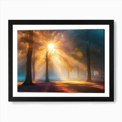 Sonnenaufgang im Wald Leinwanddruck gerahmt Wandbild Poster Leinwanddruck Bild