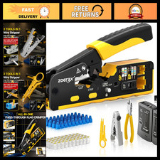 Pass-Through Crimping Tool Kit for Cat7 Cat6 Cat5 Ethernet Cables, Network Tools