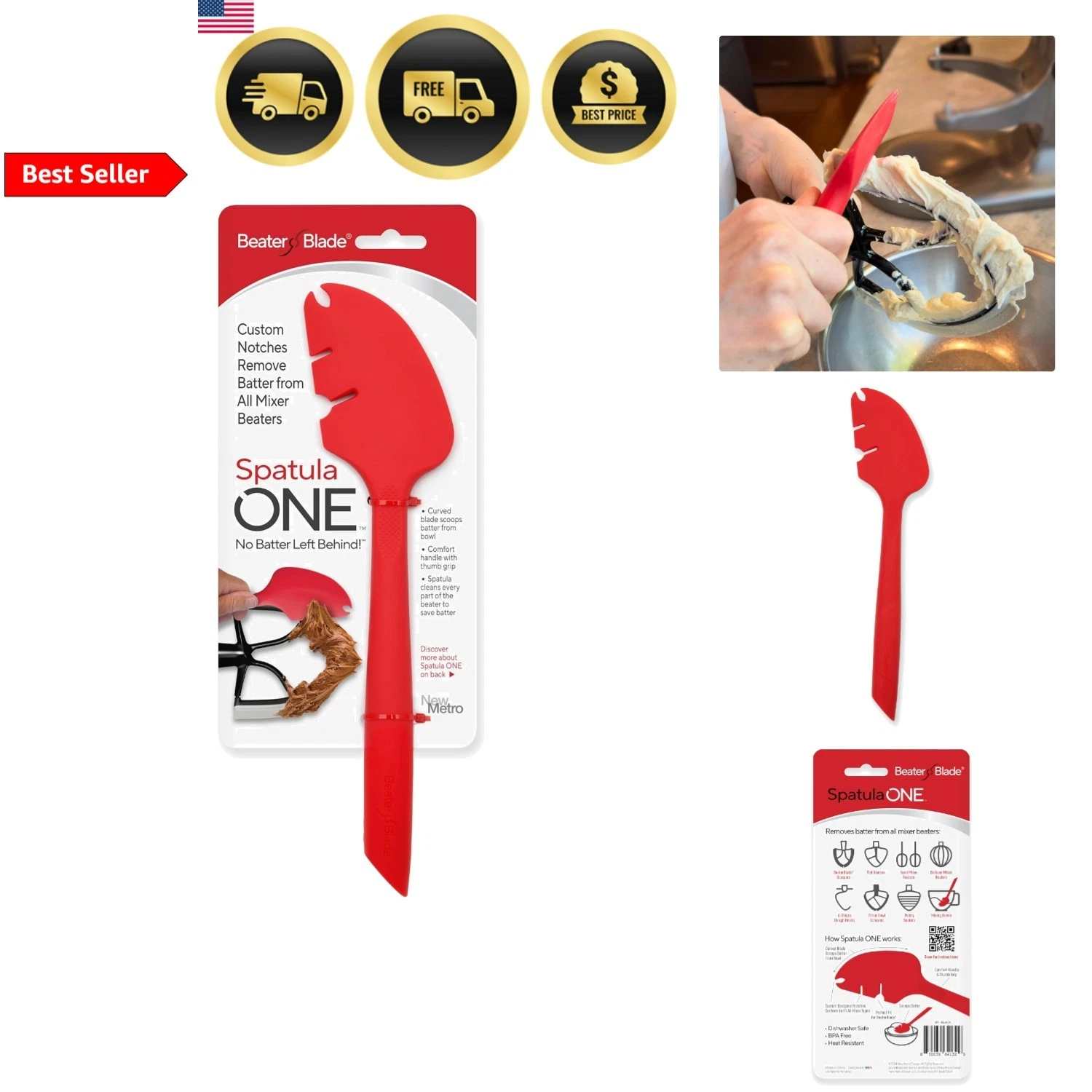 Silicone Spatula Mixing Scraper Beater Cleaner Kitchen Utensil 12inch
Opens in a new window or tab
