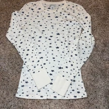 Aeropostale Y2K Juniors Women's Size Medium White/Blue Star Long Sleeve LG