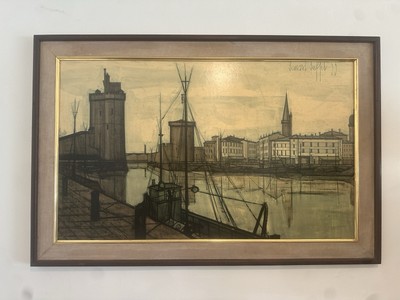 Limited Edition Vintage 1955 Bernard Buffet Lithograph La Rochelle