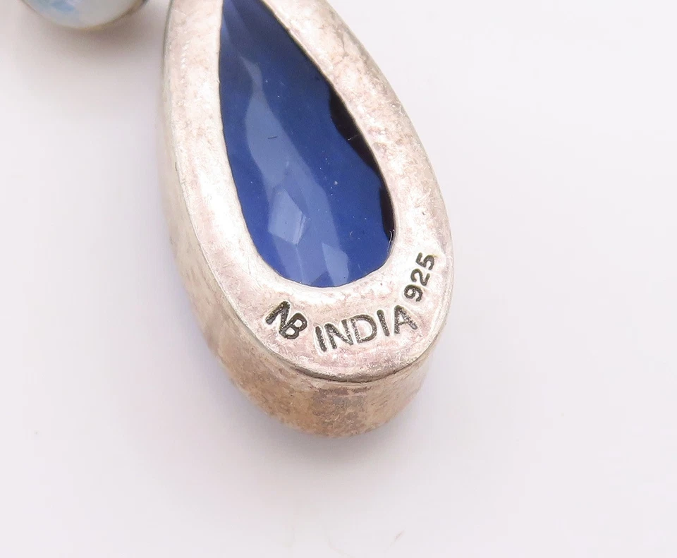 Brincos vintage de prata esterlina 925 NICKY BUTLER lápis-lazúli pendurados EG13947 - Imagem 4 de 4