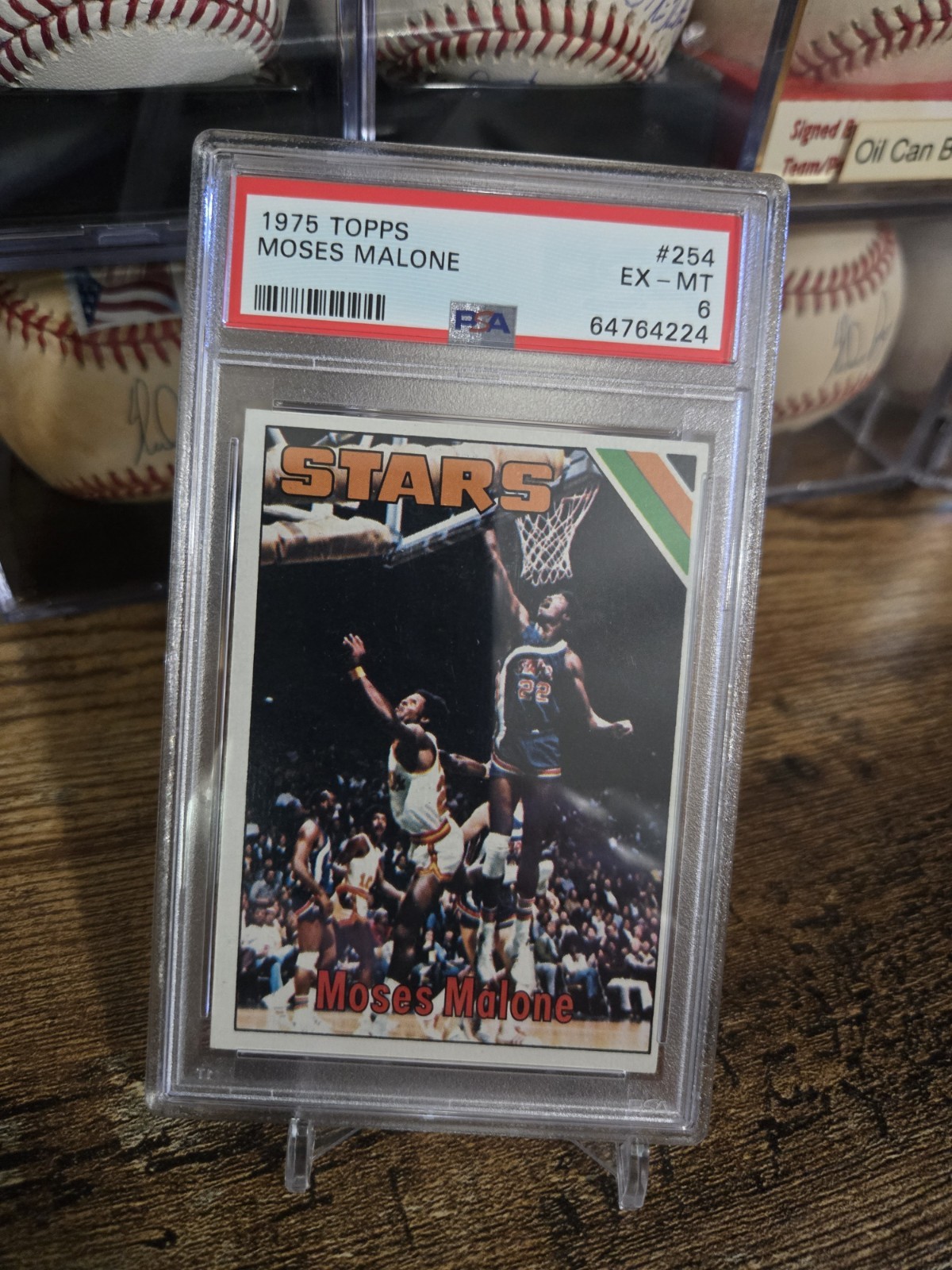 1975 Topps MOSES MALONE ROOKIE #254 PSA 6 EX-MT Original Vintage Stars RC