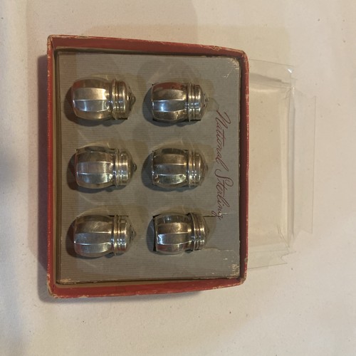 National Sterling Individual Salt Shakers Set Of 6 Vintage