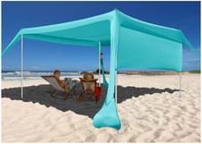 10x10FT Beach Canopy Tent with Sidewalls UPF50 Sun Shelter 6.6FT Tall