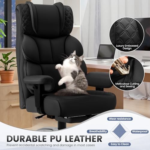 BESTGLORY OFFICE DESK CHAIR BIG AND TALL LEATHER GAMING CHAIR MP-309 - BLACK