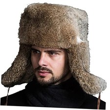 Winter Ushanka Russian Fur Hat for Men  Women - Fuzzy Trapper X-Large Brown