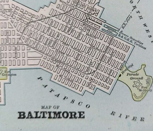Vintage 1900 BALTIMORE MARYLAND Map 14"x11" ~ Old Antique Original MOUNT VERNON