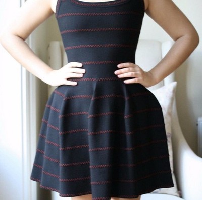 $4500 Azzedine Alaia ICONIC BLACK GLACIER KNIT FIT & FLARE DRESS
