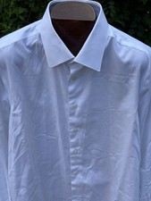 Suitsupply Traveller White Textured Dress Shirt Mens 17.5 44 Slim Fit Cotton