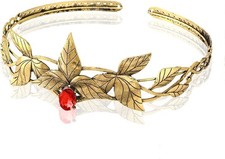 Greek Goddess Laurel Leaf Tiara Gold Crystal Headband Bridal Wedding Costume Adj