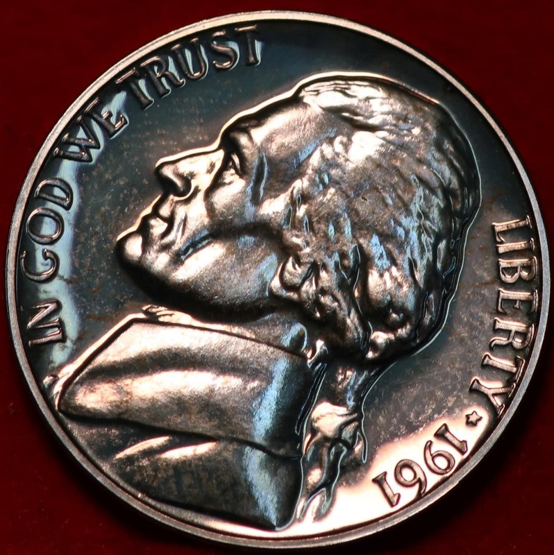 Uncirculated Proof 1961 Philadelphia Mint Jefferson Nickel Not Silver