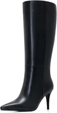 Black Stiletto Boots Knee High Pointed Toe Heels For Women Thigh Heeled... 