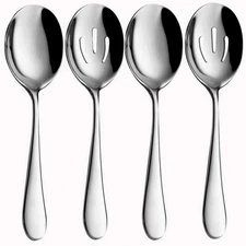 4-Piece Serving Spoon Set - Includes 2 Serving Spoons and 2 Slotted Spoons, Larg