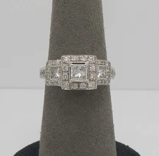 1CT Natural Princess Diamond Engagement Wedding Bridal Ring 14K White Gold Band