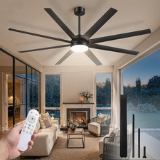 72 Inch Large Ceiling Fans with Lights, Black Ceiling Fan with Remote Control, D