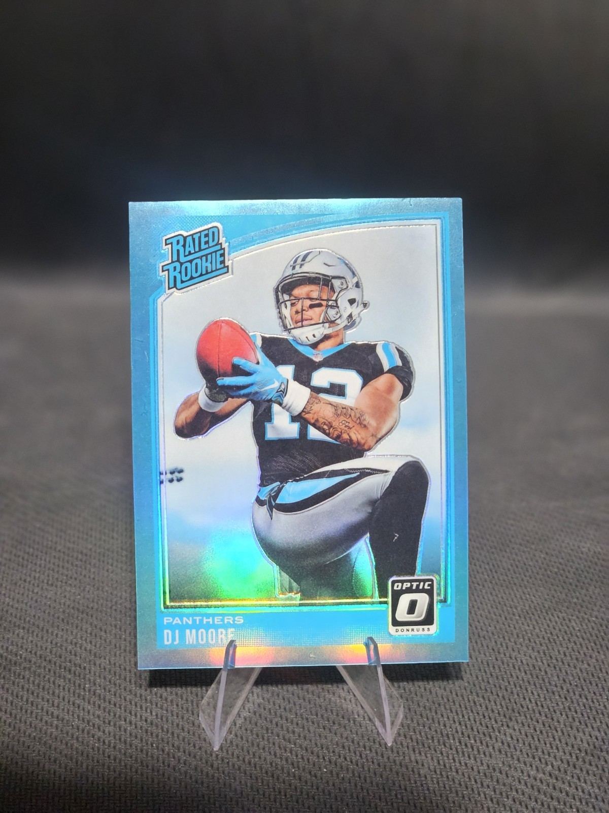 2018 Donruss D.J. Moore Rated Rookie Aqua Optic Prizm #166 /299 Buffalos WR#1