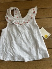 NWT Mini Boden Strawberry Embroidered Cross Back Tank Top Size 18-24 Months