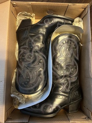 Ariat Women s Leather Boots  Spellbound  Old West Black  Size 6B. New In Box